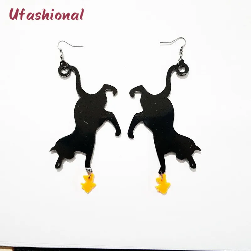 Богемные Модные женские серьги в стиле панк Длинные акриловые с помпоном рыбный