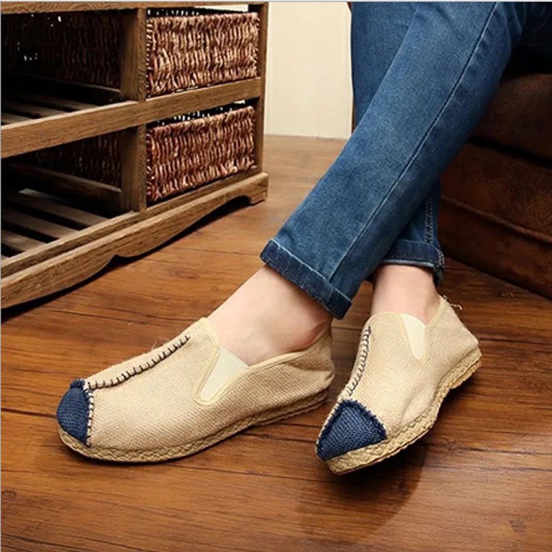 Hand-woven new cotton and linen men casual shoes Non-slip espadrilles with breathable beef tendon sole ethnic wind | Обувь