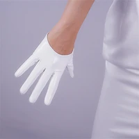 13cm patent leather ultrashort gloves emulation leather bright black bright white touch slim hand wild basic female wpu103