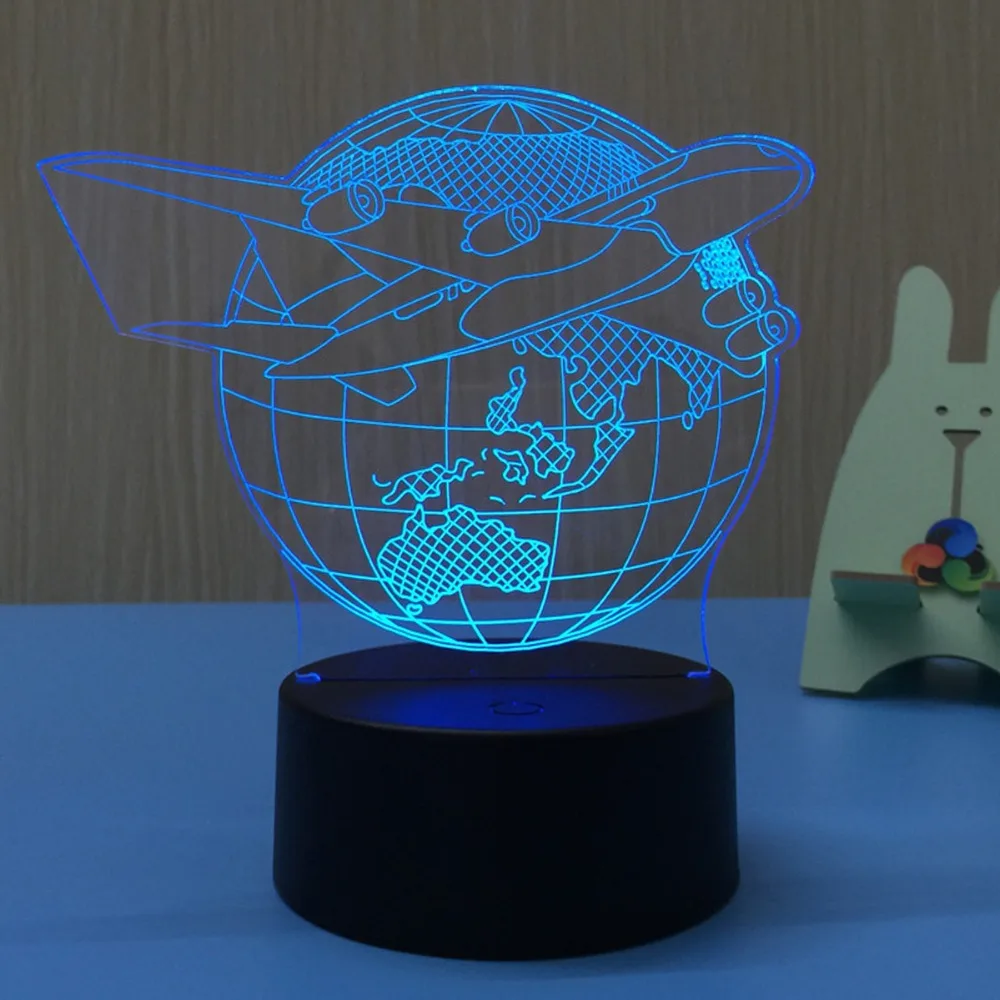 Самолёт 3D светодиодный светильник Ночник Новинка подарок для детей светодиодная
