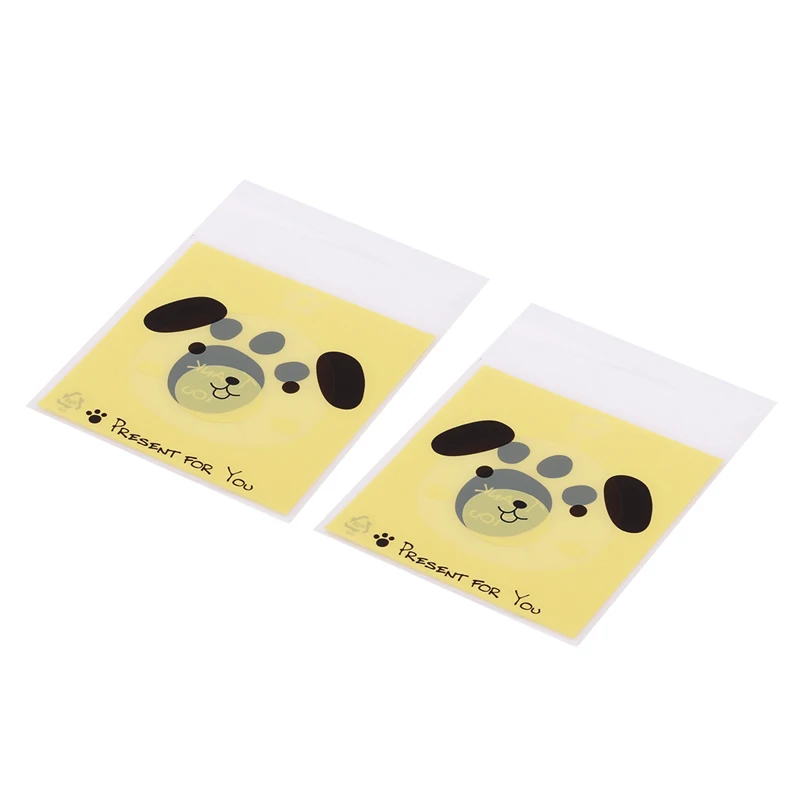 100 шт./лот Самоклеющиеся пластиковые пакеты для печенья подарочные собак