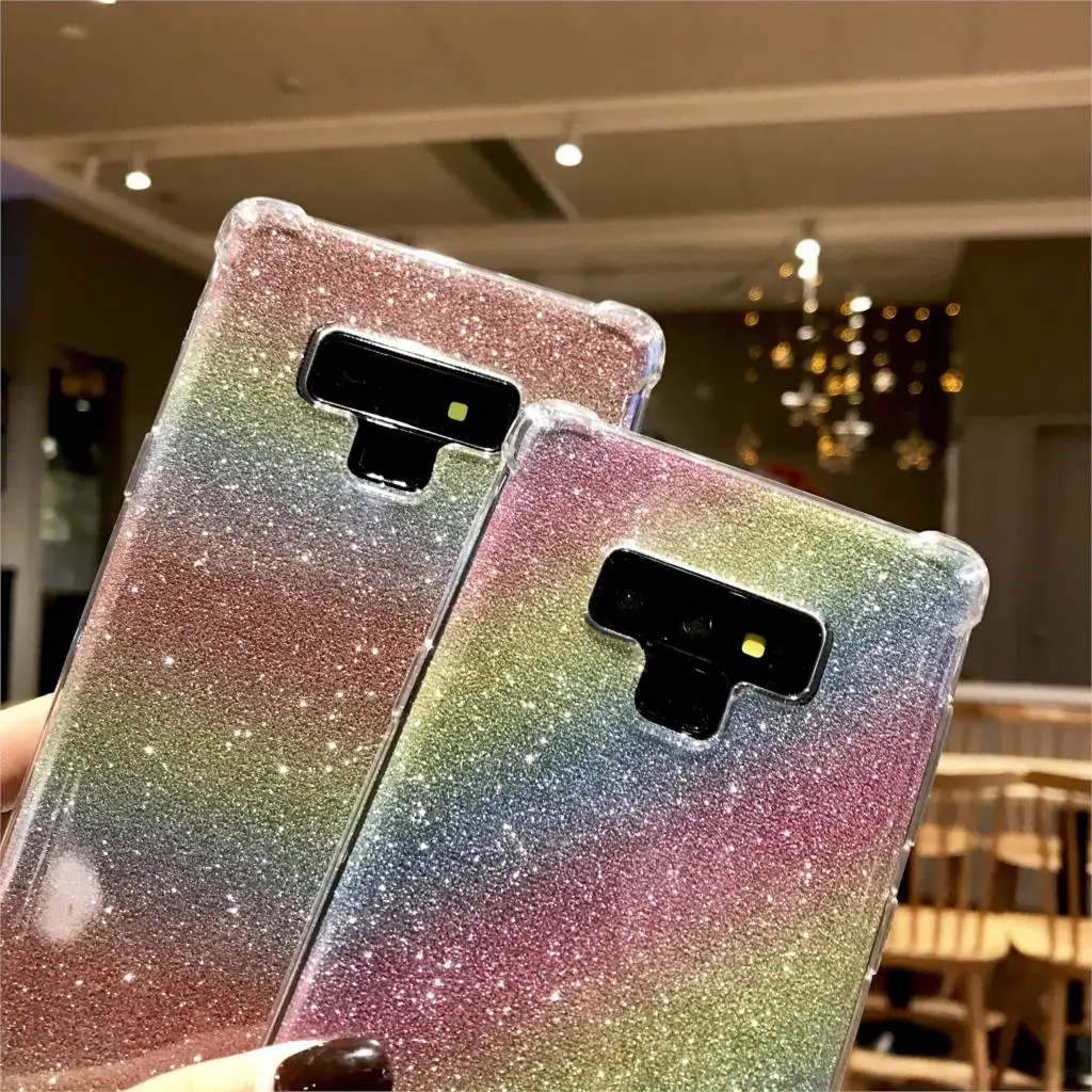 Armor Gradient Aurora Laser Phone Cases For Samsung Galaxy Note 9 8 A5 2017 A6 A7 A8 J4 J6 J8 2018 Cover TPU Silicone Soft Case |