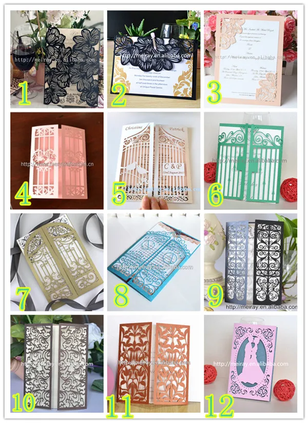 3 шт./лот лазерная резка элегантный образец приглашения открытка свадебные карты