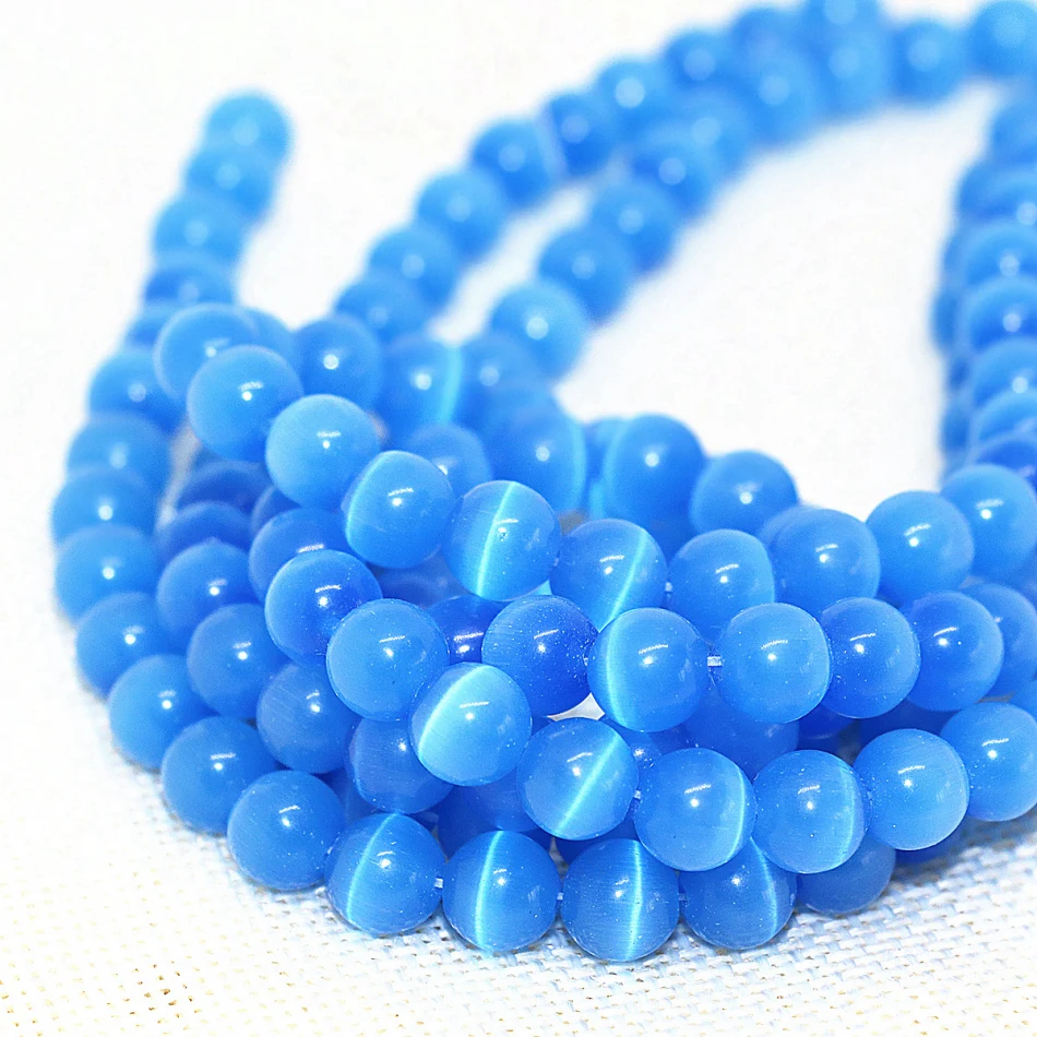 

Новый модный синий опал кошачьи глаза круглые свободные бусы 4,6, 8,10, 12 мм Высокое качество модные женские ювелирные изделия making14inch B1585