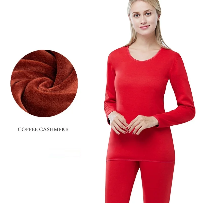 women red Термобелье для мужчин, кальсоны для женщин, Термофутболка+ штаны, комплект, зимняя теплая плотная флисовая Мужская одежда, размер L-XXXL - Цвет: women red