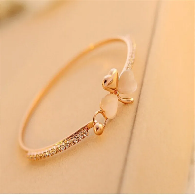 1 pc High Quality Elegant Clover Bracelets for Women Rose Gold Color Brass Chain Bangles Fashion Jewelry Valentine's day Gift |