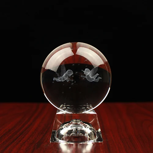 ball crystal ledbase Домашний Декор 3D лазерный ангел кристалл креативный подарок миниатюрные статуэтки, украшение - Цвет: ball crystal ledbase