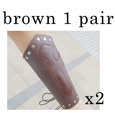 Модный дизайн плетеный кожаный браслет панк наручные вечерние Bracer Косплей протектор шестерни 18 см длинный Плетеный ремешок - Окраска металла: brown one pair