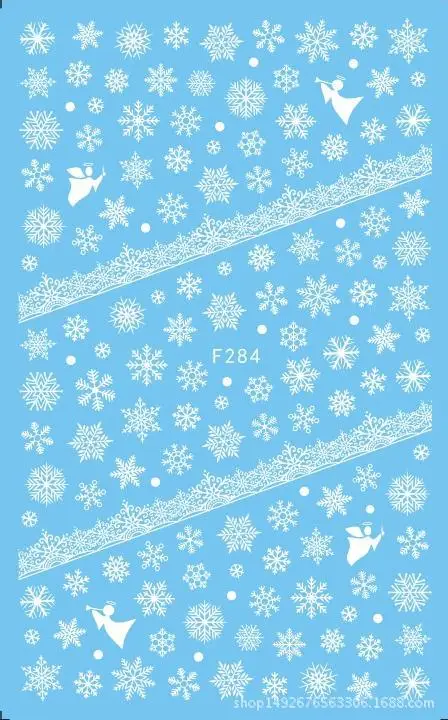 5sheet 8ype Japanese Ultrathin Laser Christmas snowflake Nail Stickers Designs Gummed 3D Art Decals Decoration | Красота и здоровье