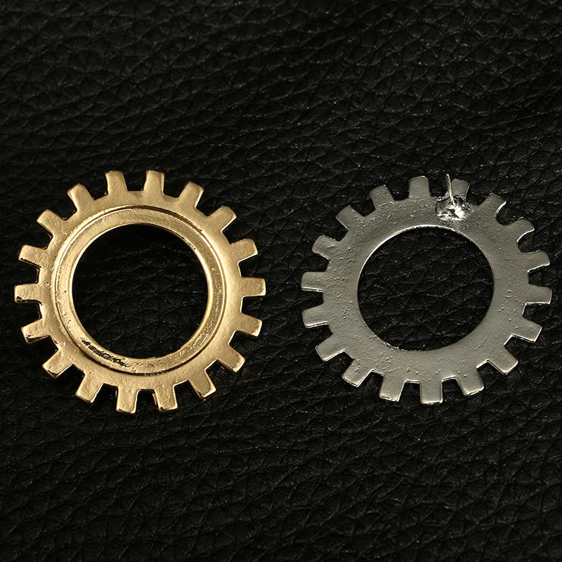 2 шт./лот Панк передач круглые серьги Цвета: черный золотистый серебристый хип хоп