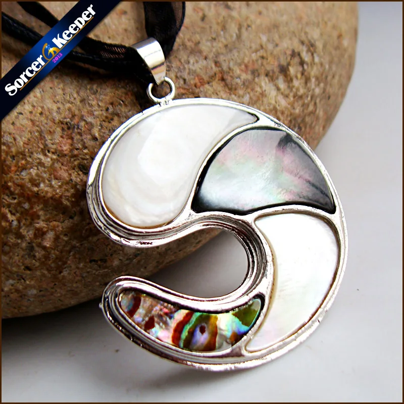 SorceKeeper Natural Paua Abalone Shell Round Necklace Pendants Jewelry New Fashion Bijoux Women Leather Chain Necklaces SKA06 | Украшения и