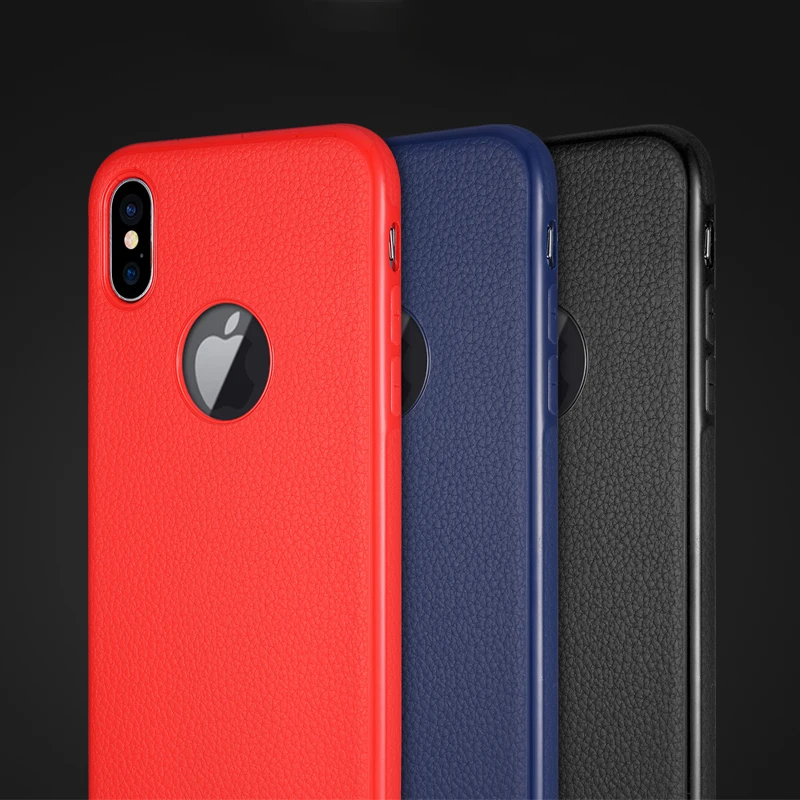 Кожаная Текстура ТПУ чехол для телефона iPhone X Case Роскошный ультра тонкий s Чехол 6s