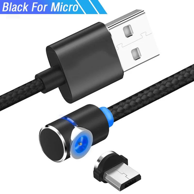 Black For Micro 90 прямоугольный Micro Usb кабель Магнитный зарядный Usb C кабель usbc для Google 3A 3 2 XL Xiaomi Redmi 7 Oppo Reno магнит Conector - Цвет: Black For Micro
