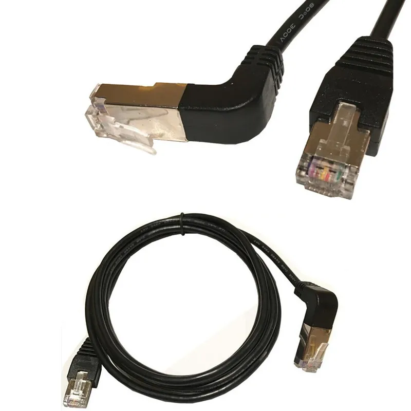 Угловой Cat5e 8P8C STP Cat5 Cat 5e RJ45 Lan Ethernet сетевой Соединительный шнур прямой кабель 90 50 см