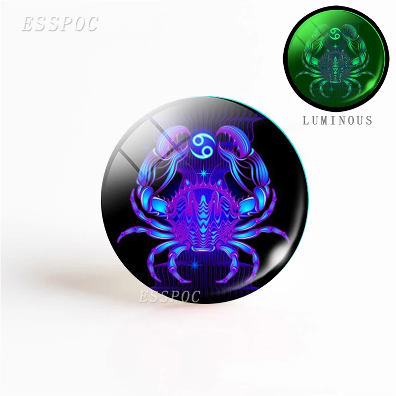 5PCS/SET Luminous Zodiac Sign 25mm Glass Cabochon Handmade 12 Constellation Jewelry Findings Glowing Diy Making Pendant | Украшения и