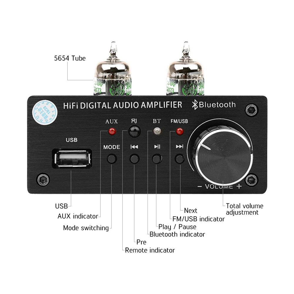 AIYIMA Bluetooth 5654 ламповый усилитель аудио Плата усилителя Hi Fi мощности звука MP3