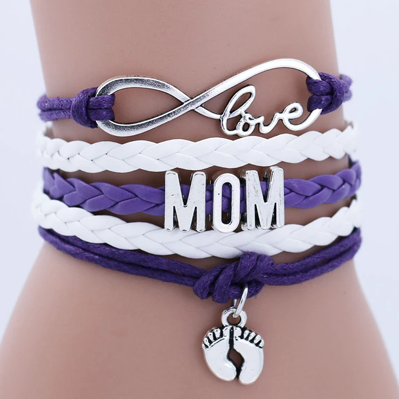 Бесконечная любовь мамы мать Baby Shower стопы ноги талисман Двойное сердце