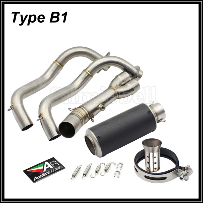 Type B1 Для Yamaha MT07 mt-07 FZ07 FZ-07 Tracer XSR700 Moto Escape Pipe Slip-on мотоциклетная выхлопная труба akrapovic глушитель с соединительной трубой - Цвет: Type B1