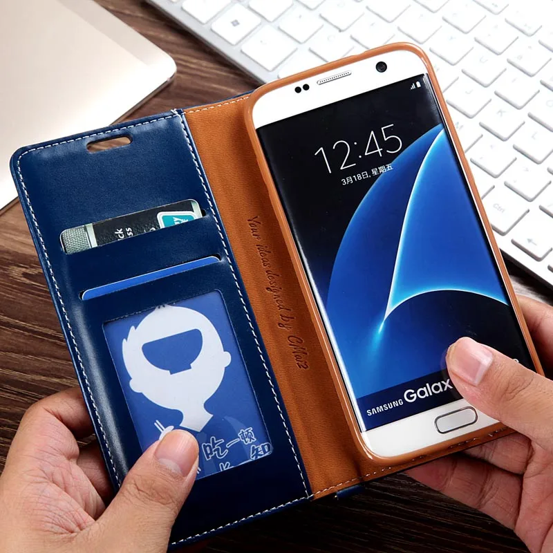 Джинсовый кожаный чехол-кошелек для Samsung Galaxy S7 edge S8 S9 S10 Plus с магнитным слотом карт