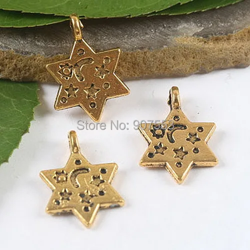 

30pcs dark gold-tone star and moon charms h2067