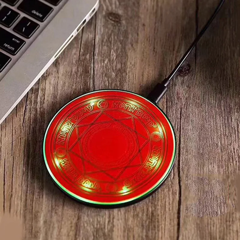 Беспроводное зарядное устройство Qi 10 Вт Magic Circle быстрая зарядка со светодиодной