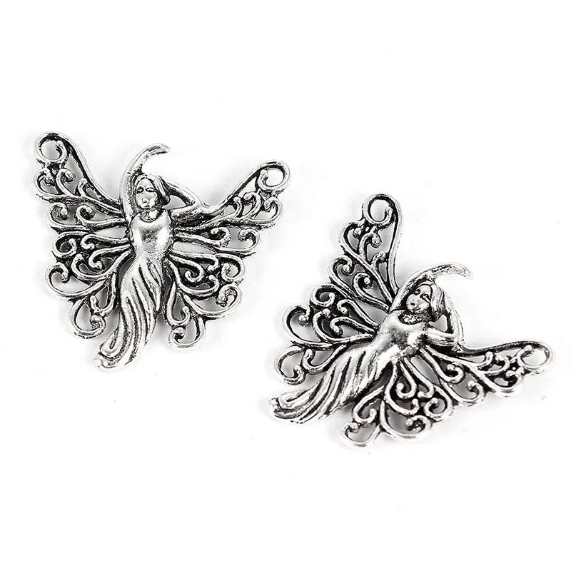 

Tibetan Silver Butterfly Fairy Alloy Charms Pendants For DIY Fashion Jewelry Making Necklace Bracelets Accessories 25x25mm
