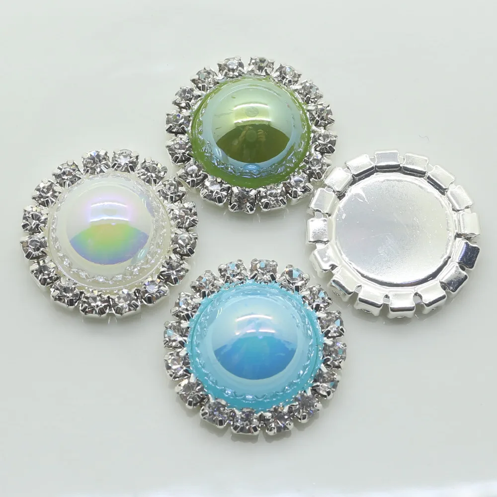 Круглые яркие жемчужные Кнопки 21 мм со стразами кнопки для подноса кепка