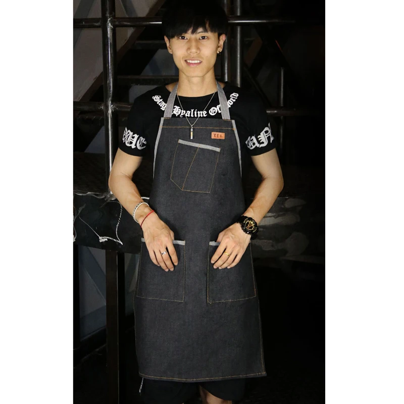 Горячая новинка 2018 джинсовая униформа для кафе ковбоя унисекс Мужская Кухня