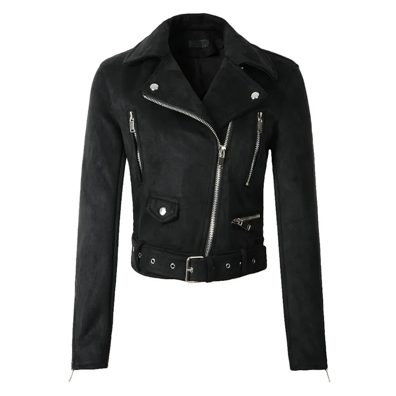 Куртка женская Байкерская из искусственной замши на осень/зиму|Кожаные куртки| |