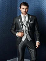2017 men business suits men wedding suits slim fit shinny black men suits with pants groom tuxedos for men jacketpantsvesttie