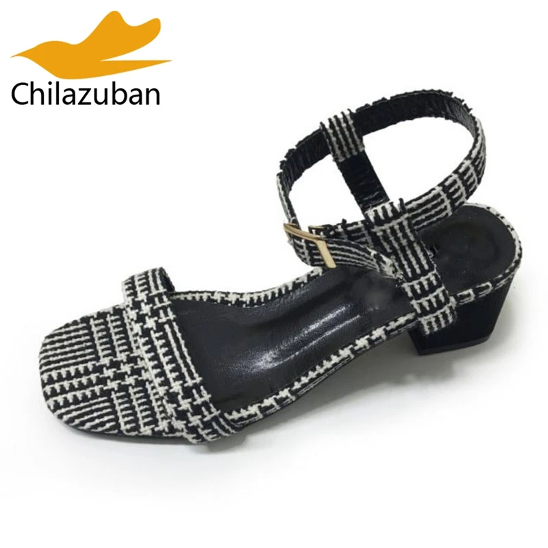 Chilazuban классические женские офисные босоножки на высоком каблуке плед Ремешок