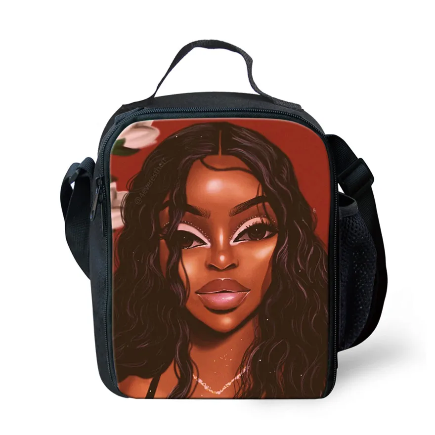 FORUDESIGNS Термосумка для обедов Lunchbag Африканский Американский черный арт коробка с отделениями для завтрака мешок дети функциональный хранения еды для пикника - Цвет: YQ3716G