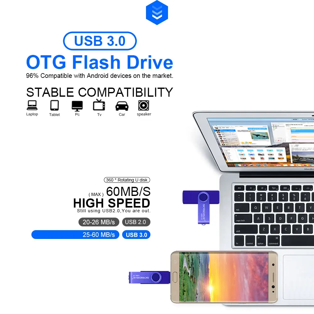 Высокоскоростной USB 3,0! 8 цветов 2 в 1 OTG флеш-накопитель USB флэш-накопитель 16 ГБ 32 ГБ 64 Гб 128 Гб карта памяти для Android phone tablet