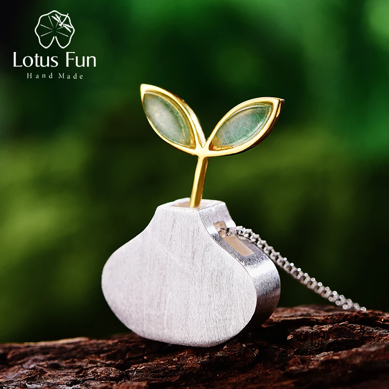Lotus Fun Реальные Стерлингового Серебра 925 Природный Авантюрин Ювелирных Украшений