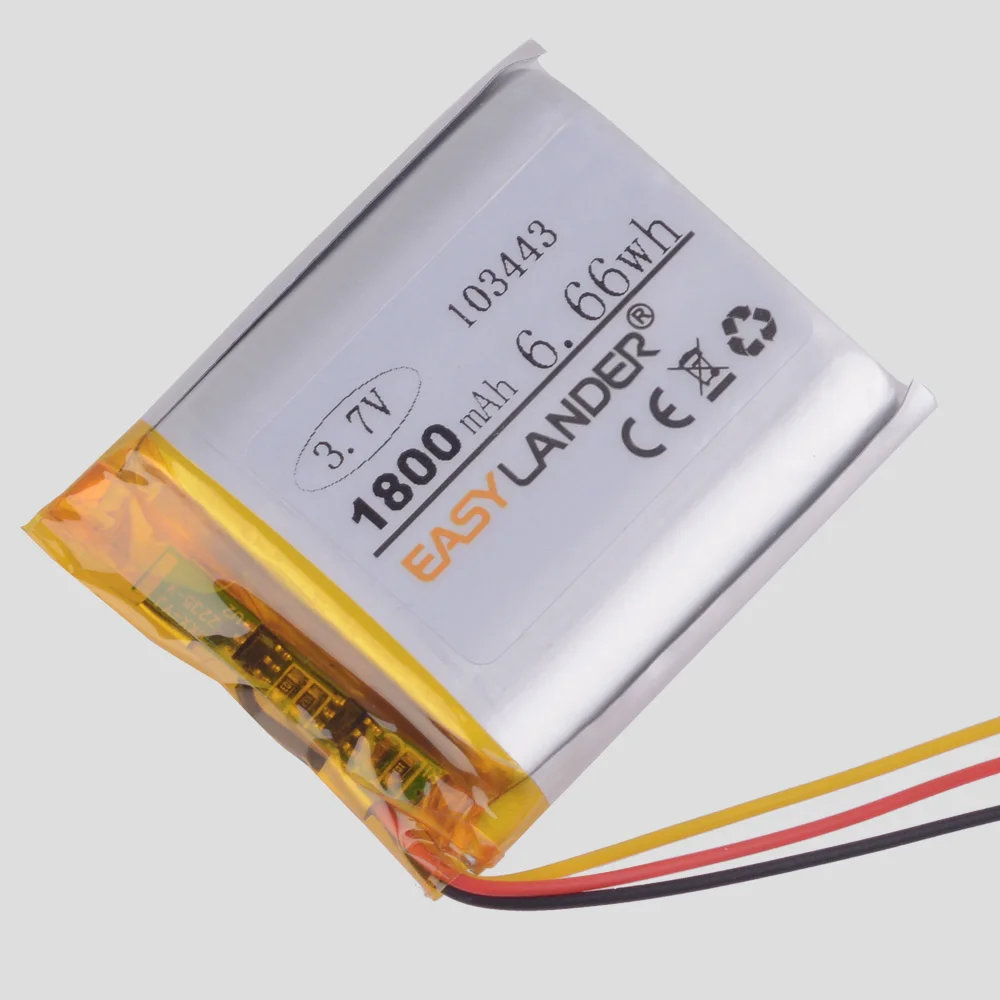 3.7V Lithium Polymer Battery 103443 1800MAH for Game Machine MP3 Player GPS Navigator Drift Stealth 2 Action Camera - Enhanced Performance and Durability image 2