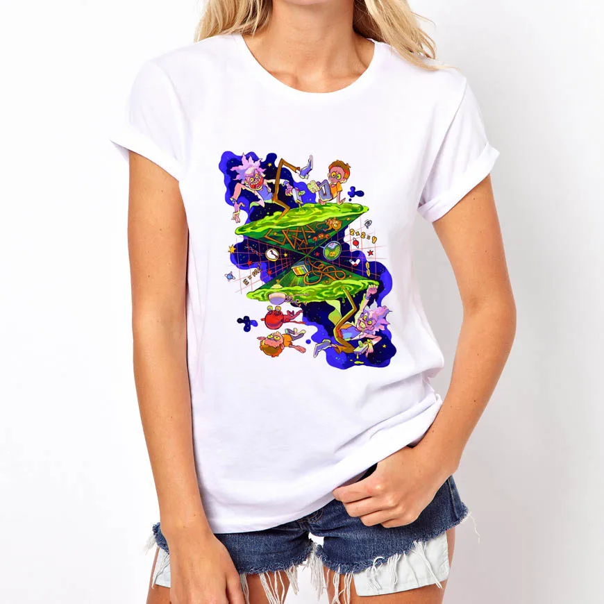 Rick and Morty T Shirt Women Short Sleeve Cute Female Tops Summer Tees For Girl | Женская одежда