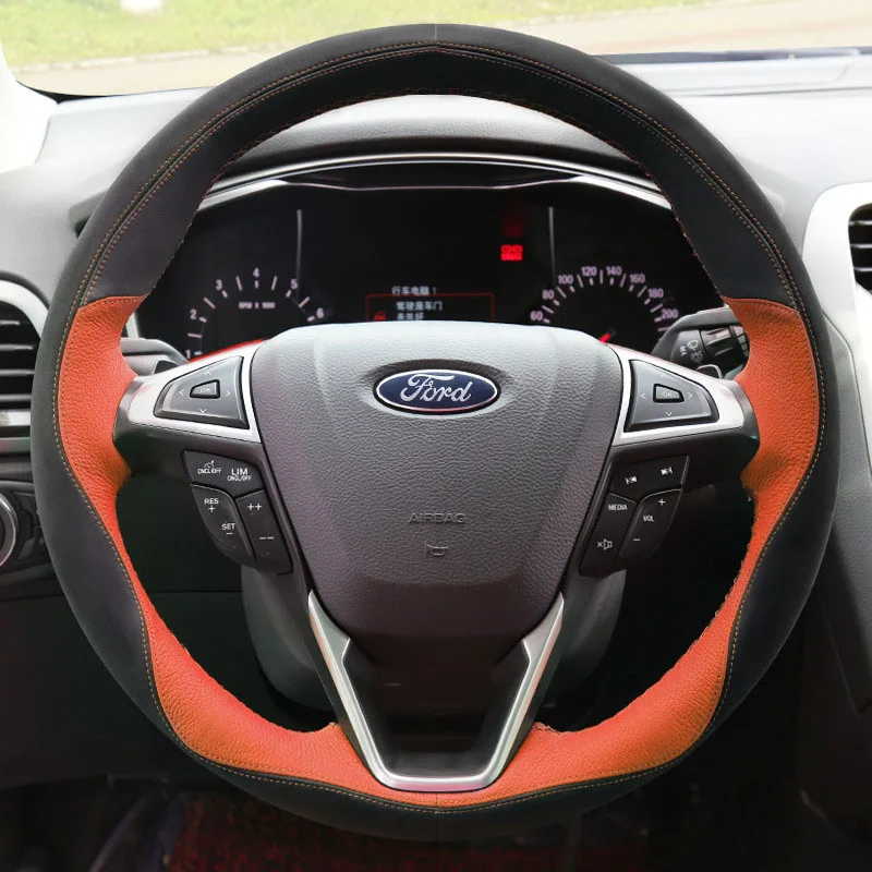 Автомобильный чехол из натуральной кожи для рулевого колеса focus 2 3 fiesta аксессуары kuga EDGE EXPLORER руль