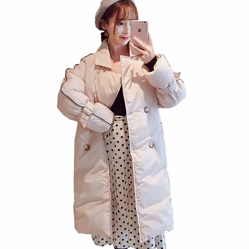 

2019 New Cotton-padded jacket women parkas Double-breasted students Down cotton jacket Large size suit collar coat female G478