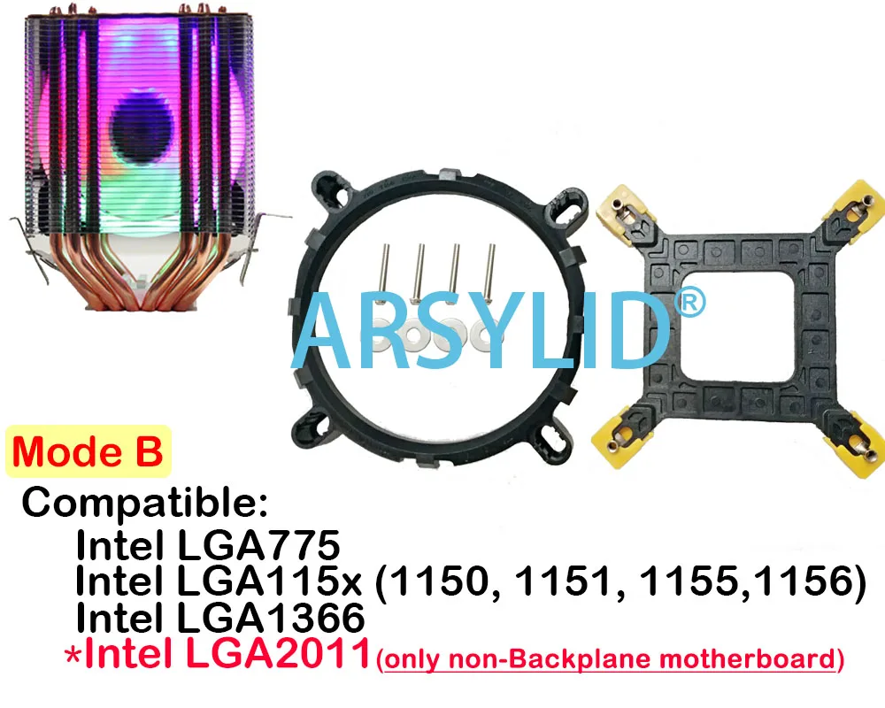 ARSYLID CN-609 6 heatpipe dual-tower cooling RGB 4pin PWM вентилятор кулер для процессора LGA775 115X1366 2011 AM3 AM4 9 см вентилятор Поддержка Intel AMD