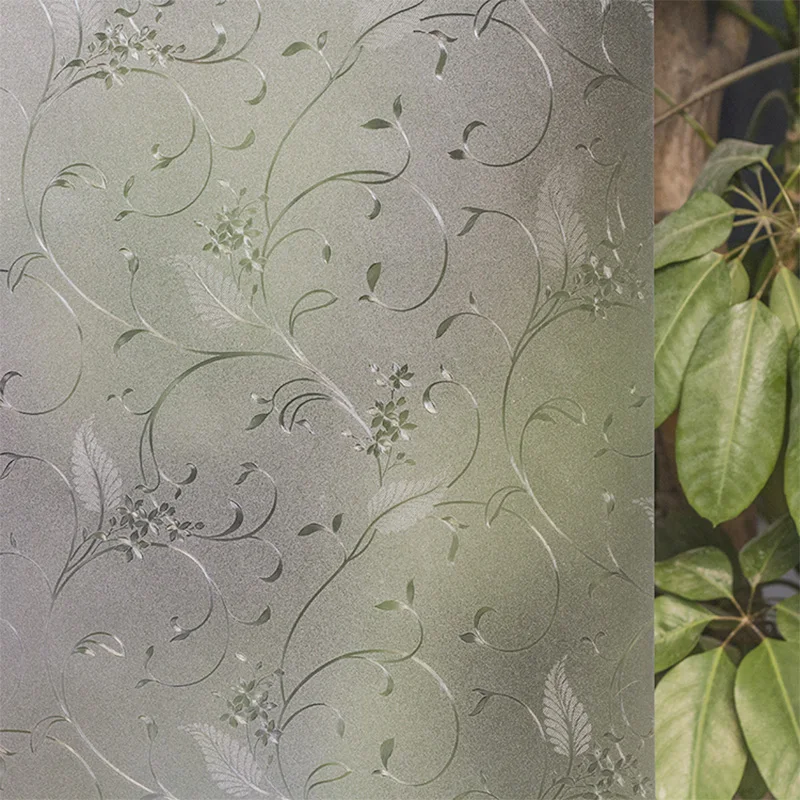 No glue electrostatic window film sunscreen 92x100cm 3d Embossed flower decorative sliding door glass windows sticker 920210 | Дом и сад