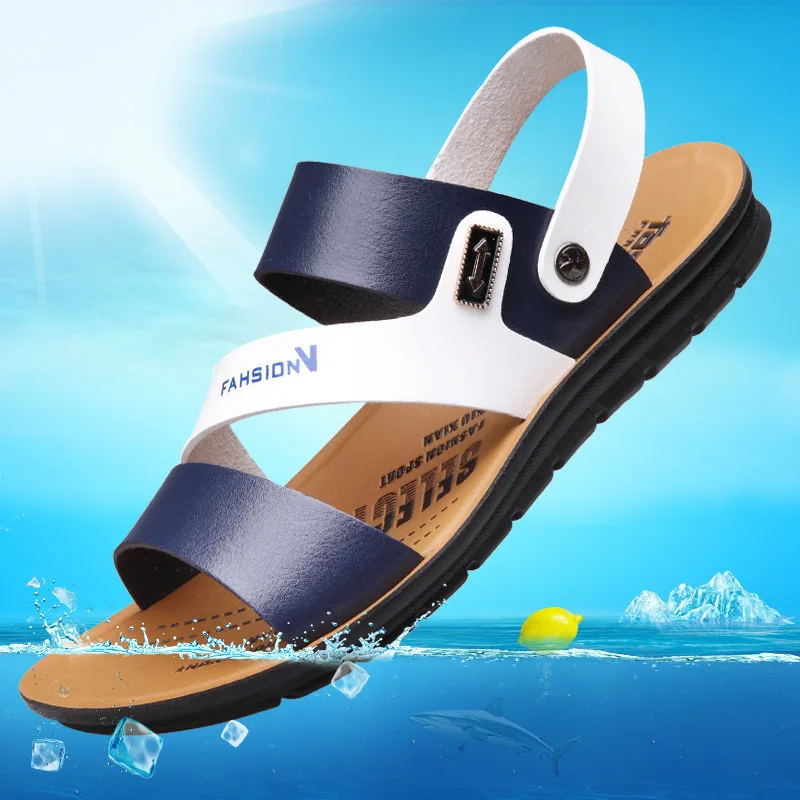 Мужские сандалии повседневная обувь из натуральной кожи удобная для пляжа лето