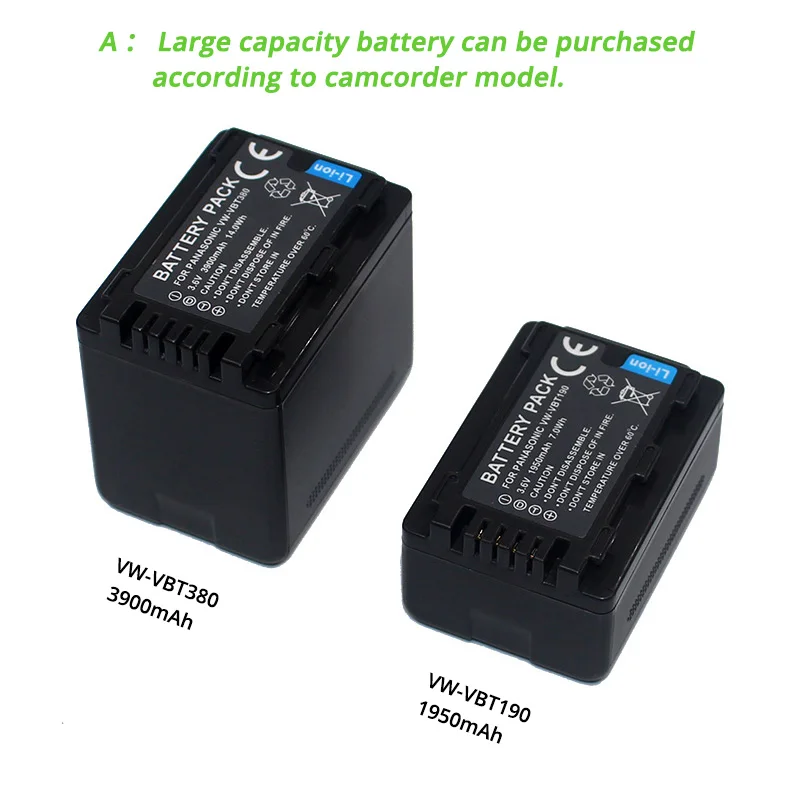 VW VBT380 аккумулятор для Panasonic VQT380 V800 V760 WX970 WXF995 VXF990 VXF995 VXF11 VX985 VX980 VX870 W850 Camcorder|Цифровые