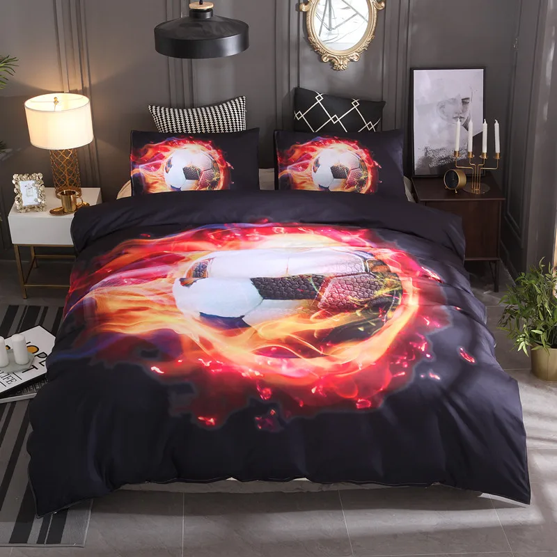 Комплект постельного белья с 3D рисунком огненного футбола покрывало постельное