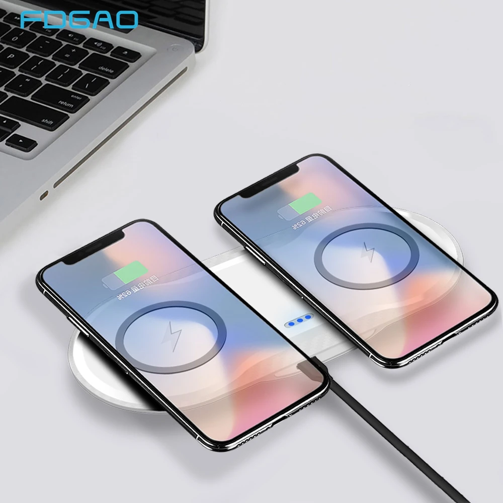 Двойное Беспроводное зарядное устройство FDGAO 2 в 1 Qi для iPhone 11 X XS MAX XR 8 беспроводная