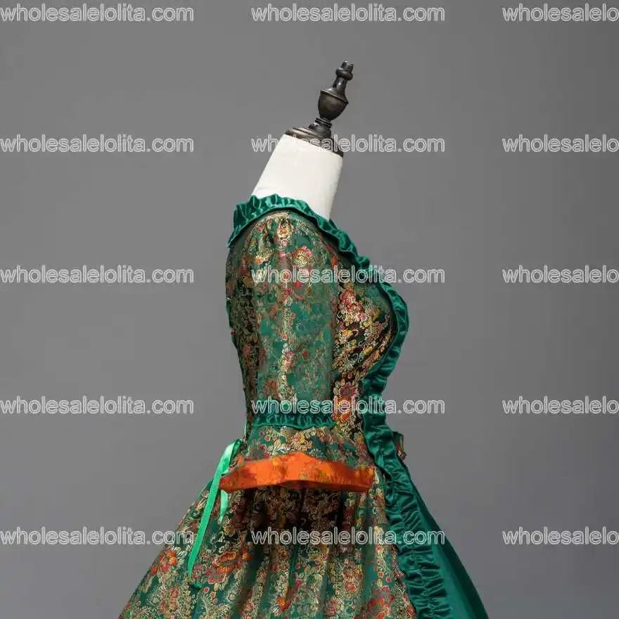 

Green Marie Antoinette Renaissance Costumes Ball Gown Reenactment Theatrical Rococo Dress Costume