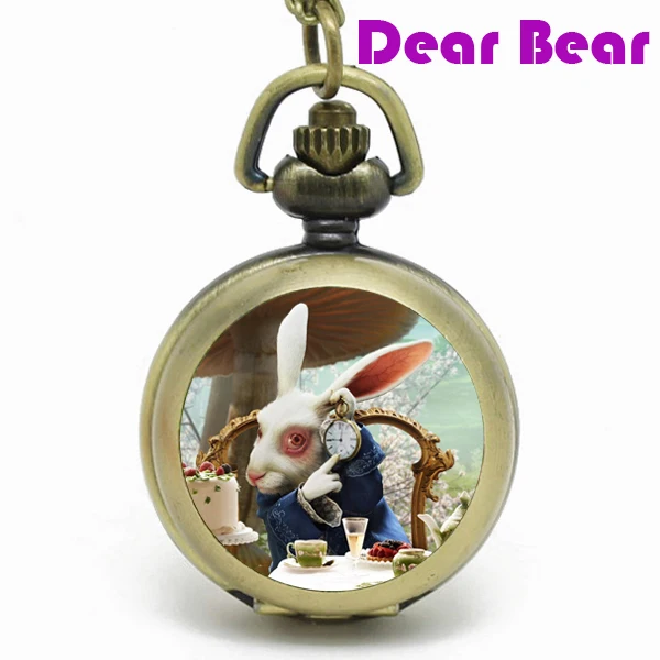 (6037) винтажные карманные часы Алиса в стране чудес Кролик ожерелье кулон 2 7 см|alice
