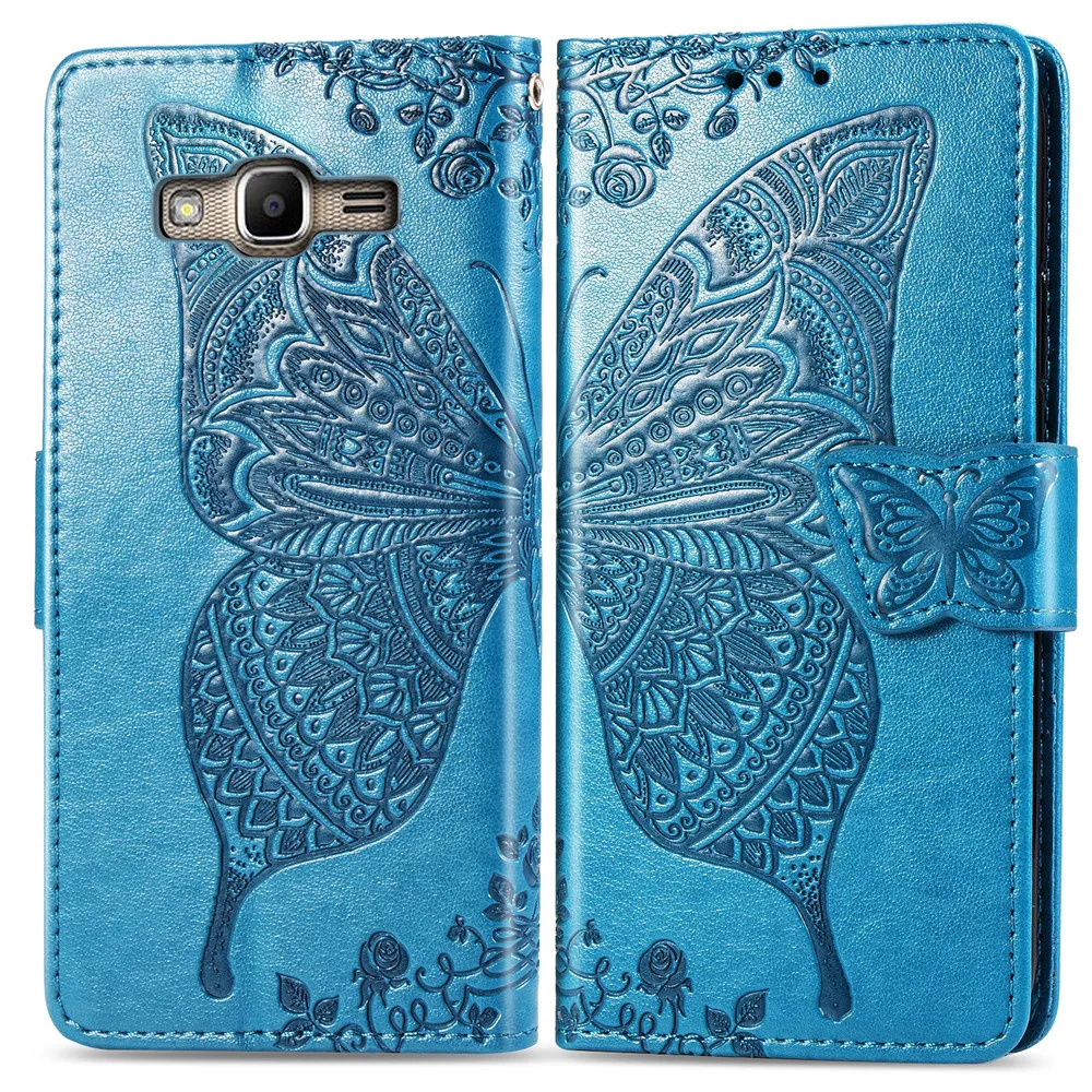 Чехол книжка для Samsung J2 Prime кожаный чехол бумажник с 3D рисунком бабочки Galaxy J 2 G532