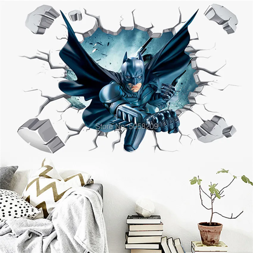 Темный супер герой Сменные Веном 3d сломанные стены искусства Виниловые настенные наклейки в детскую комнату украшения мультфильм плакат на стену 90*60 см