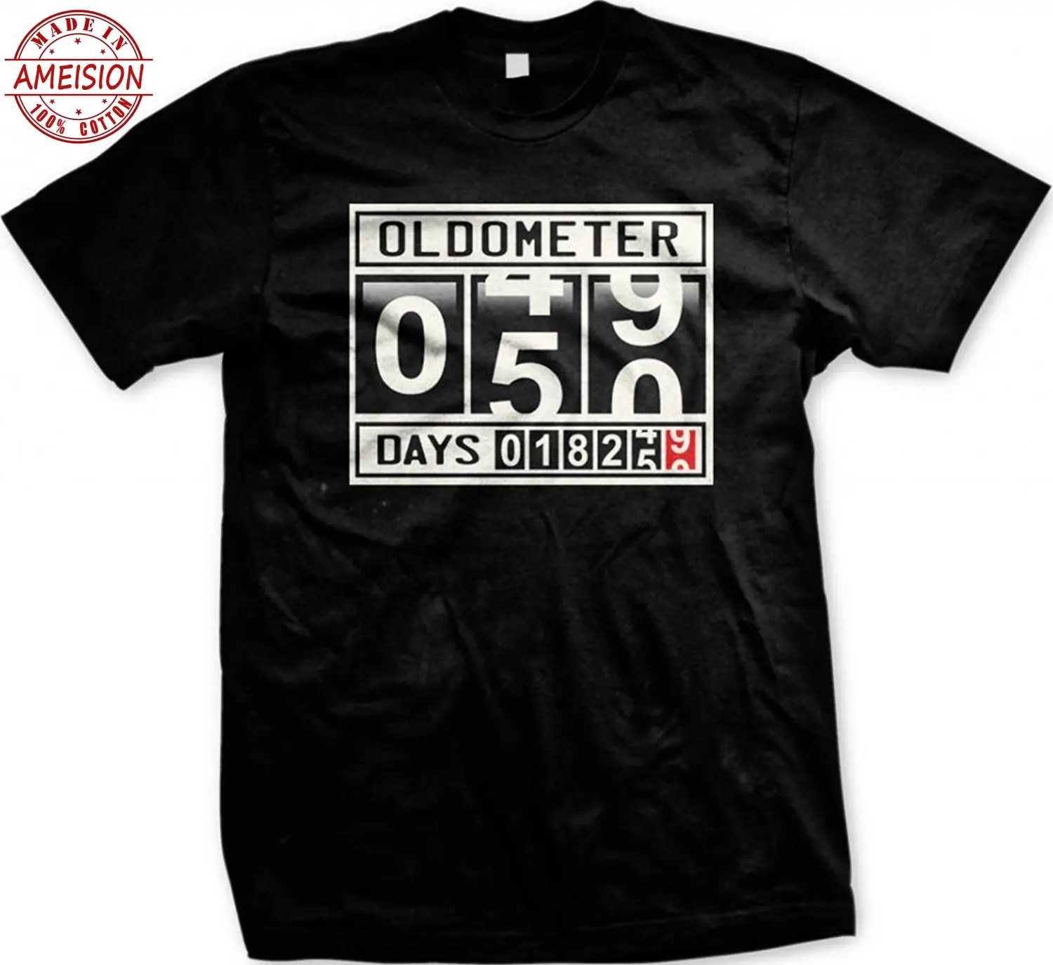 Oldometer 50 лет Мужская футболка Забавный кляп й день рождения 18250 дней возраст