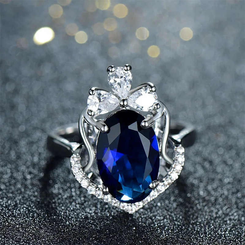 Venidy Кольца с сапфиром Для женщин изделия стерлингового серебра 925 Bijoux Femme
